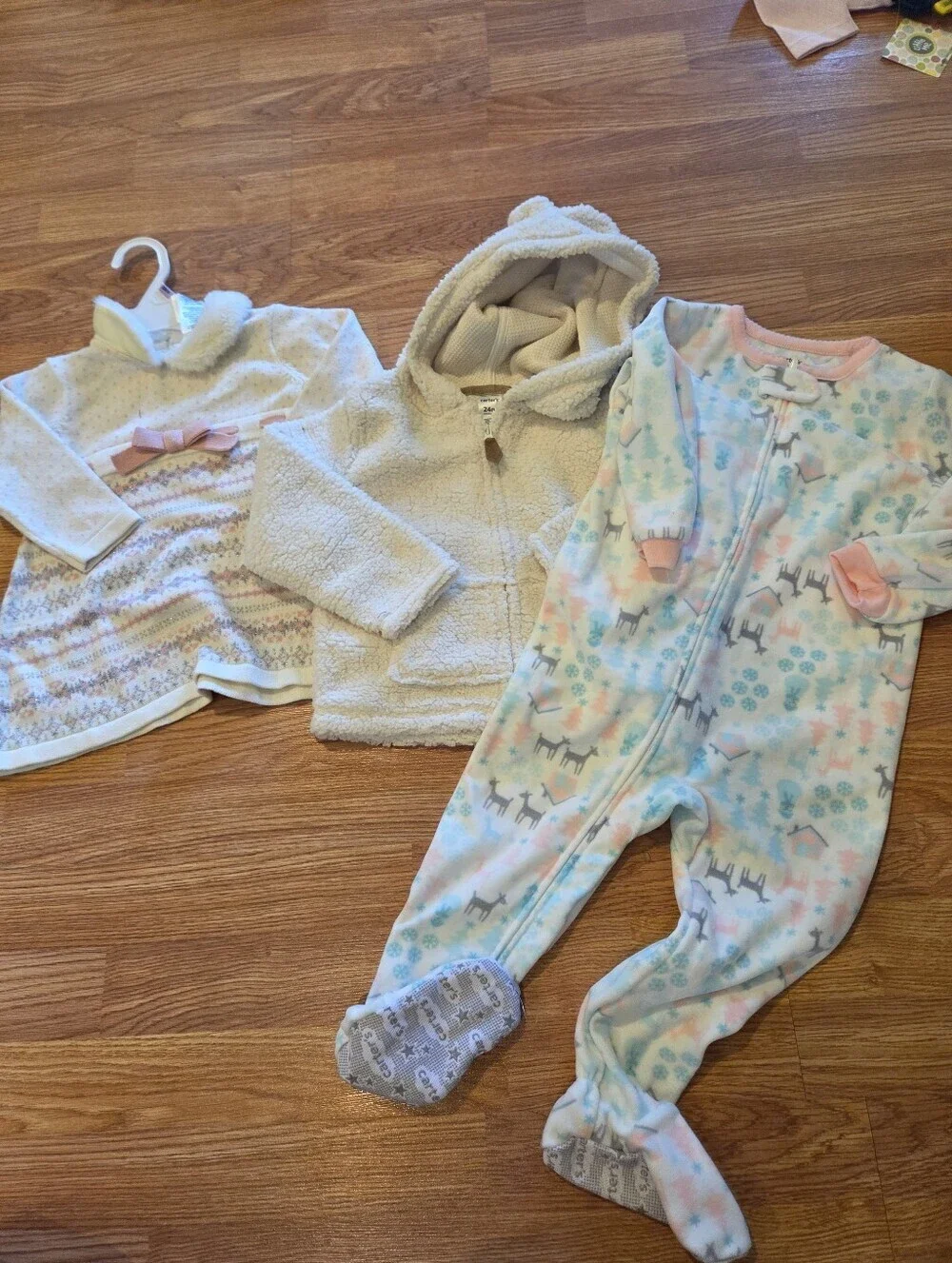24 Months Girl Bundle 3pc Carter's PJ, Hoodie  Blueberi Boulevard Dress New
